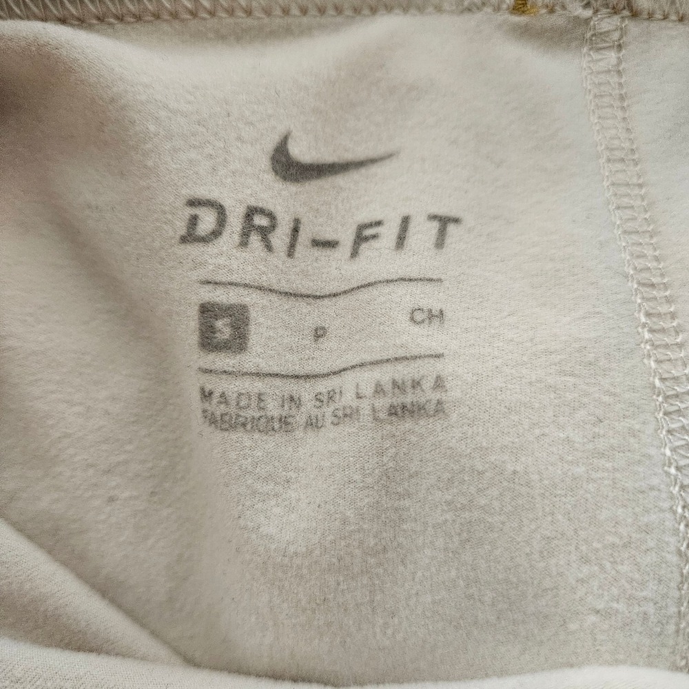 Nike Pro Dri-FIT Womens Leggings Cream Gold Metallic Waistband Mesh Panels Small - Picture 8 of 8